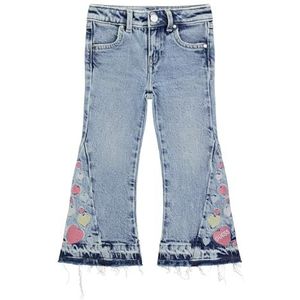 GUESS Stretch Denim geborduurde flare Pants jeans, eenvoudige reiniging met zout en peper, meisjes van 5 jaar, Eenvoudige reiniging met zout en peper, 5 jaar