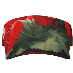 WYJLTTYT Steampunk Mechanical Gears Zonnebrandcrème voor volwassenen, stijlvolle en verstelbare zonnebescherming hoed voor dames en heren, Rode Geraniums, Eén Maat