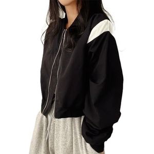 Suiting Style Trendy katoenen lichtgewicht zwarte jas voor dames - westerse kleding voor dames - cropped patchwork oversized jas, Zwart, S