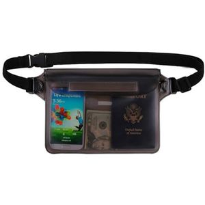 WEJIUAFB Waterdichte Telefoon Pouch Water Sport Fanny Pack met Taille Riem Waterdichte Pouch Telefoon Droge Tas voor Strand Kajakken Varen Vissen, Doorschijnend zwart, M