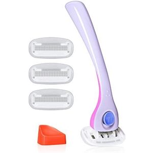 billie Scheermesjes voor dames, scheerset, scheermes voor dames, 4 x scheermesvullingen met 5 mesjes + magnetische houder, DreamPop