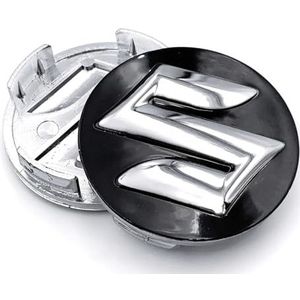 4 Stuks Naafdoppen voor Suzuki SX4 S-Cross 2013-2021 54mm 58mm, ABS Waterdichte Duurzame Wielnaaf Embleem Badge Cover Stickers, Exterieur Styling Accessoires, A Zwart-58MM