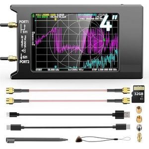 Spectrumanalysator 1 stuk NanoVNA-H4 4 inch vectornetwerk antenneanalysator 10 KHz-1,5 GHz 32 GB MF VHF UHF antenne-tuner