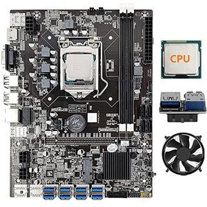 AMIUHOUN B75 8 kaart Mijnbouw Moederbord+CPU+Koelventilator+USB3.0 19-pins Adapter 8 USB3.0 (PCIE) GPU Slot LGA1155 DDR3 SATA3.0 BTC