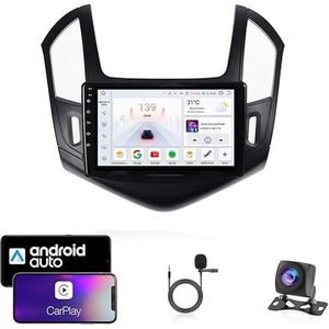 9 Inch Autoradio Compatibel voor Chevrolet Cruze 2012-2015 met GPS Navigatie CarPlay Android Auto Acht-Core 4G Bluetooth WiFi MirrorLink Stuurwiel Afstandsbediening(T3 8 Core 4G+Wifi 2G+32G)