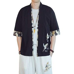 Seidarise kimonovest voor heren, Noragi, Yukata, Haori, grote maten, L