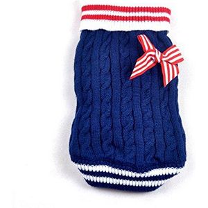 SMALLLEE_LUCKY_STORE Kleine Hond Trui Navy Knitwear Kat Jumper Puppy Huisdier Kleding Strik Blauw XS