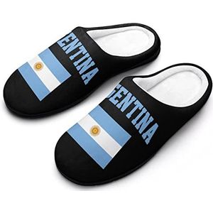 Vlag van Argentinië Katoenen Slippers Voor Vrouwen Warme Anti-Slip Rubber Zool Huisschoenen Voor Indoor Hotel 7-8 (39-40)