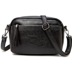 Mini Kwastje Kleine Crossbody Tassen Voor Vrouwen Leisure Mode Mini Messenger Bag PU Lederen Reizen Handtas, Zwart