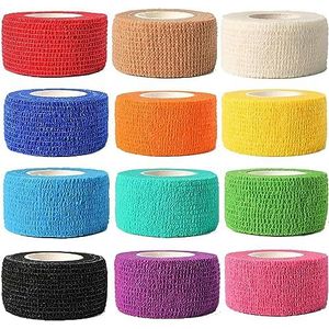 Sunjiyan Zelfklevende bandages voor sportblessures, verrekkingen, verstuikingen en zwellingen, eerste hulp voor knieën en polsen, verstuikingen en zwellingen van de enkel (12 verpakkingen)
