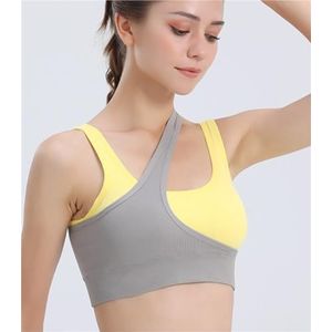 Sportbeha Gymtop Sport-bh's For Dames, Gewatteerde Rugloze Fitness-yoga-bh's, Sportvest Nep Twee Stukken Outfits Fitness(Yellow,XL)