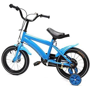 Souluk Kinderfiets, 14 inch, kinderfiets voor jongens en meisjes van 3 tot 6 jaar, trainingsfiets met steunwielen, in hoogte verstelbaar, ondersteunde fiets (blauw)