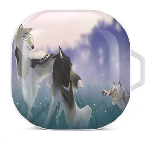Wolf Baby Oordopjes Hoesje Compatibel met Samsung Hard Shell Beschermhoes Wit-Stijl