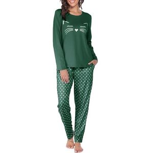 Reliwel Pyjama Dames Lange Pyjama Katoenen Winter Pyjama Set Ronde Hals Top en Pyjamabroek Lange Mouwen Loungewear Nachtkleding Huispak Gezellig Vrijetijdspak