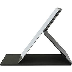 Fixleren Ultradunne vouwspiegel, onbreekbaar roestvrij staal, met PU-lederen tas, gemakkelijk mee te nemen, lichtgewicht, geschikt voor make-upspiegel, reisspiegel, bureauspiegel. (grijs)