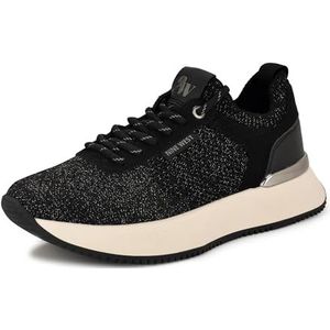 NINE WEST Freska Sneaker voor dames, Zwart Tinnen 001, 36.5 EU