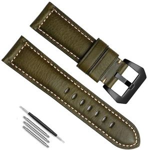 dayeer Leren horlogeband geschikt voor Panerai horlogeketting 22 mm 24 mm vervangende horlogebandaccessoires (Color : Green black, Size : 24mm)