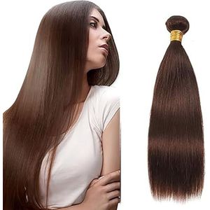 Salharer Straight Human Hair Bundles Single Extensions Machine Double Wefts Unprocessed Remy Weave #4 Chocolate Brown Color for Woman 28 Inch