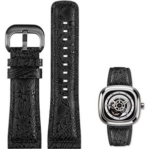 dayeer Echt koeienhuid Lederen Horlogeband Voor Zeven Vrijdag Q2/03/M2/M021/T2 Vintage styleDiesel horlogeband voor heren Armband accessoires (Color : Color 8 black, Size : 28mm)