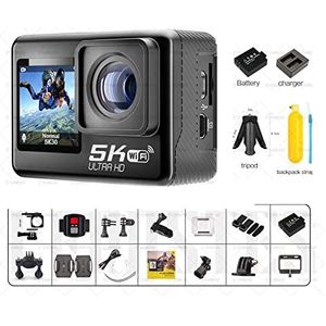 Actiecamera, Waterdichte 4K 60FPS Anti-shake Action Camera Dual Screen 170° Groothoek 30m Waterdichte Sport Camera Met Afstandsbediening Outdoor Sport Cam(128GB,5K -V39 C)