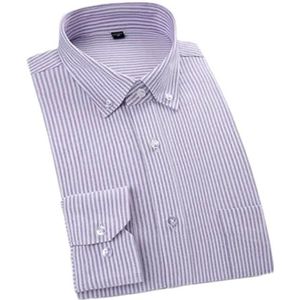 Mannen Gestreept 100% Katoen Oxford Shirt Business Casual Lange Mouw Knop Kraag Werk Kantoor Shirts Y-19 M