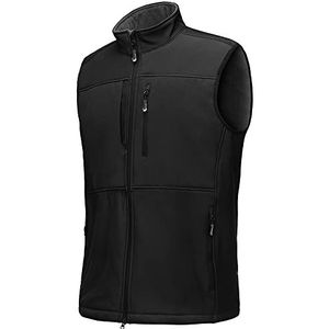 33,000ft Softshellvest voor heren, lichte en ademende mouwloze jas, winddicht, voor reizen, wandelen, hardlopen, golfen, Zwart, M