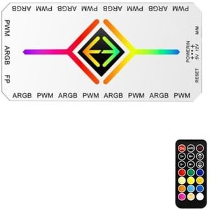 Asfrode 2-in-1 ARGB PWM Fan Hub met controller, 9 x 4-pins PWM-ventilatorconnectoren + 5 V 3-pins ARGB poorten draadloze ARGB Sync met afstandsbediening behuizingsventilator hub met magnetische basis