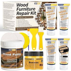 Houten Reparatieset, Meubel Reparatieset, Houtrotvuller, Houtplamuur en Bijenwas- Reparatie van Vlekken, Krassen, Scheuren, Gaten, Verkleuringen voor Houten Deuren, Tafel, Kast, Bed, Hardhouten Vloer