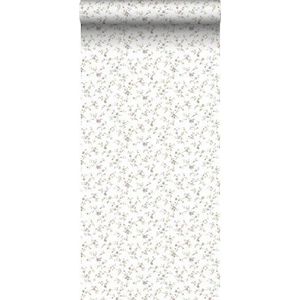 behang bloemetjes groen, paars en wit 53 cm x 10 m - van Sanders & Sanders