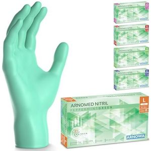 ARNOMED wegwerphandschoenen groen, nitril handschoenen L, wegwerphandschoenen met 100 stuks per doos, poedervrij. Latexvrije rubber handschoenen, verkrijgbaar in XS, S, M, L & XL