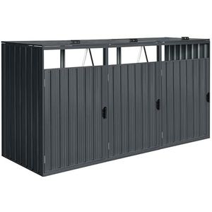 AXI Owen Containerombouw van Metaal Antraciet | Kliko ombouw voor 3 containers - Max. 240 - 720L | Container Ombouw met Uitstekende Ventilatie