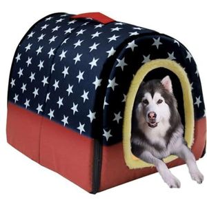 Groot hondenhuis met kennel, luxe warm hondenkussen voor binnen, XL, XXL, hondenhok voor binnen, groot hondenbed en kattengrot, iglo binnen of buiten, wasbaar (S, 35 x 32 x 28 cm, B)