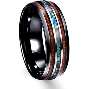 Mode Paar 8mm Wolfraamcarbide Stalen Ring Hawaiian Koa Hout Abalone Shell Ring Mannen Vrouwen Trouwband