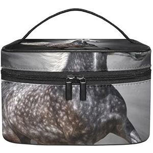 Zwart paard make-up organizer tas, reismake-up tas organizer case draagbare cosmetische tas voor vrouwen en meisjes toiletartikelen, Meerkleurig, 22.5x15x13.8cm/8.9x5.9x5.4in