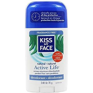 Kiss My Face Active Life Fragrance-Free Deodorant Stick for Unisex 2.48 oz Deodorant Stick