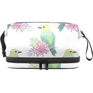 Grote capaciteit reizen cosmetische tas,Fancy schattige vogel tekening, make-up tas, waterdichte make-up tas organisator, Meerkleurig, 27x15x14 cm/10.6x5.9x5.5 in