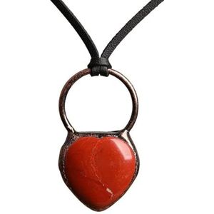 Unique Women Necklace Jewelry Natural Amethysts Quartz Black Tourmaline Stone Leather Necklace For Women Jewelry Gift (Color : Red Jasper)