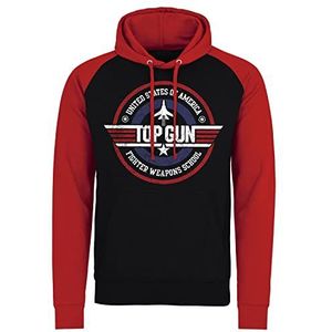 Top Gun Officieel gelicenseerd Fighter Weapons School Baseball Capuchon (Zwart-rood), Medium