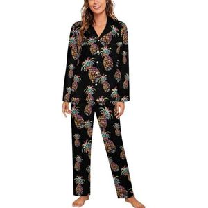 Psychedelische ananas lange mouwen pyjama sets voor vrouwen klassieke nachtkleding nachtkleding zachte pyjama sets lounge sets