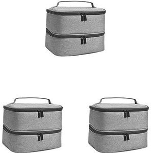 Dubbellaags nagellak opbergtas organisator draagbare make-up tas grijs grijs 24 cmx20 cmx19,5 cm, 3 Set (Grijs 24cmx20cmx19.5cm), 24cmx20cmx19.5cm, als beschrijving