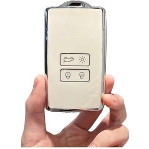 Autosleutel beschermhoes TPU Auto Smart Card Key Case Cover Shell Fob Voor Koleos Voor Kadjar Voor Clio Voor Megane Voor Talisman Voor Espace Voor Zoe Voor Scenic(White)
