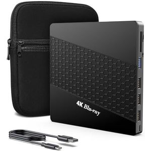 XRTFORE Externe 4k Blu Ray Drive voor pc,Draagbare 4k UHD Blu Ray-speler,SD/TF-poort met draagtas, US8 3.0 HD Blu-Ray-speler,DVD+/-RW externe optische drive voor MacBook Pro Windows Laptop