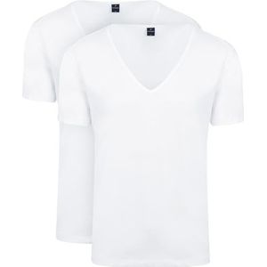 Suitable Vitaru T-shirt diepe V-hals beige 2-pack - heren - kleding - maat slim fit - 160-2 DeepV Stretch Khaki, wit, M