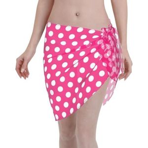 Grote witte stippen print elegante strandwrap, bikini cover-up, badkleding jurk, voor vrouwen, perfect voor zwembad en resort, Zwart, one size