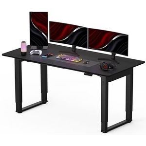 SANODESK In hoogte verstelbaar bureau (160 x 75 cm) - gaming bureau, elektrisch bureau met 4 poten, 2 sterke motoren, geheugenbesturing (zwart)