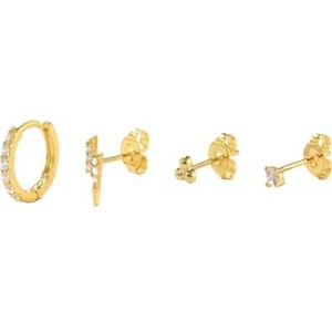 Multi-stijl oorbellenset for dames met combinatie van diamanten ingelegde messing gestapelde oorbellen(#76)