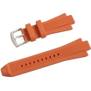 INEOUT 29 Mm X 13 Mm Horlogeband Compatibel Met Michael Kors Mk8184 8729 9020 MK8152 MK9020 MK9026 Siliconen Horlogebandaccessoires Met Verhoogde Mond (Color : Orange Silver Buckle, Size : 29mm)