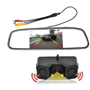 Omgekeerde Camera Achteruitrijcamera 3in1 Video Parkeerhulp Sensor Backup Radar Met Achteruitrijcamera + 4,3 Inch LCD Auto Achteruitkijkspiegel Monitor Video Parkeren