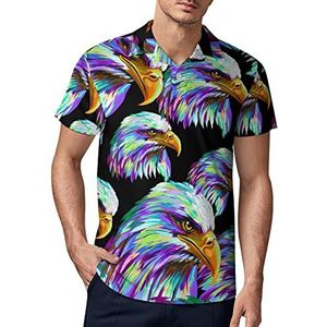 Aquarel Bald Eagle heren golf poloshirt zomer korte mouw T-shirt casual sneldrogende T-shirts 4XL