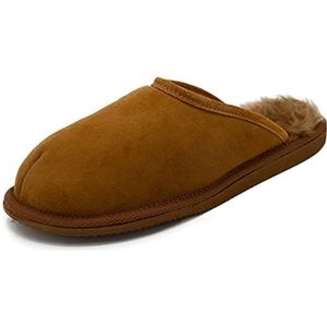 Hollert Lamsvacht pantoffels Olaf echt bont Merino lederen schoenen ademend, cognac, 45 EU